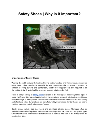 Safety Shoes _ Why is it important