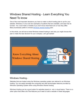 Windows Shared Hosting - Everything You Need To Know