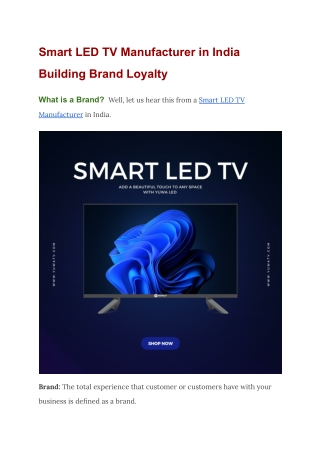 Smart LED TV Manufacturer in India