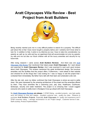 Aratt Cityscapes Villa Review - Best Project from Aratt Builders