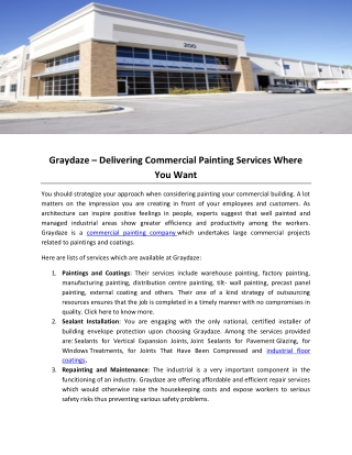 Graydaze – Delivering Commercial Painting Services Where You Want