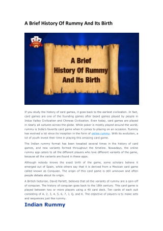 A Brief History Of Rummy And Its Birth