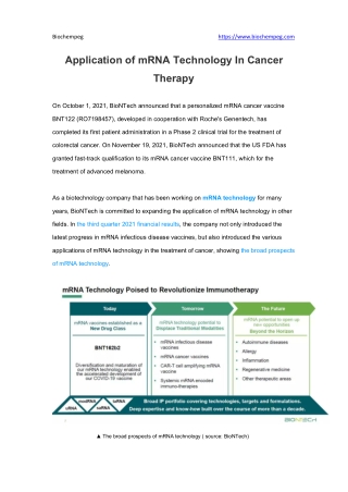 Application of mRNA Technology In Cancer Therapy