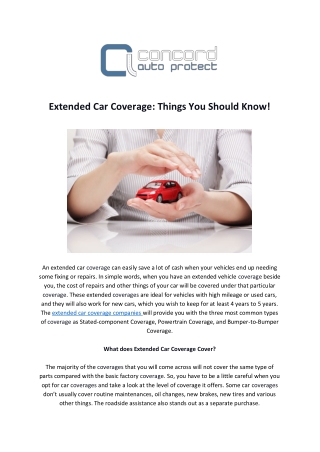 Extended Car Coverage Things You Should Know!