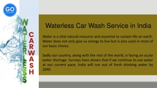 Waterless Car Wash Service in India
