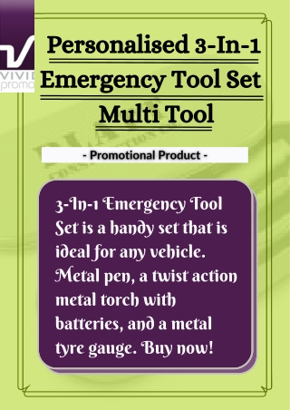 Shop For Customised 3-In-1 Emergency Tool Set From Vivid Promotions