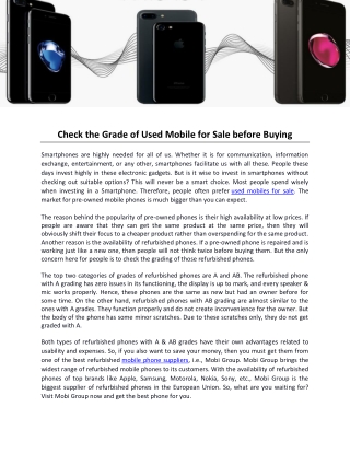 Check the Grade of Used Mobile for Sale before Buying