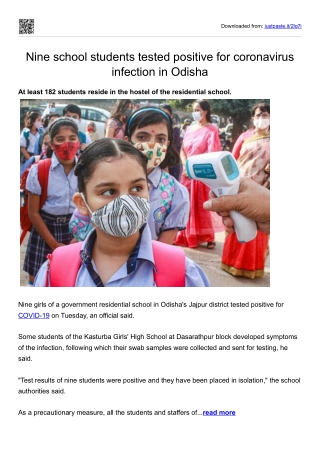 Nine school students tested positive for coronavirus infection in Odisha