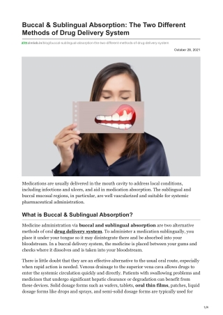 zimlab.in-Buccal Sublingual Absorption The Two Different Methods of Drug Delivery System