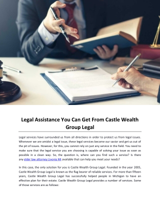 Legal Assistance You Can Get From Castle Wealth Group Legal