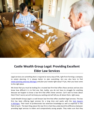 Castle Wealth Group Legal Providing Excellent Elder Law Services