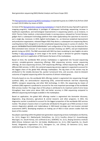 Next generation sequencing Market Analysis