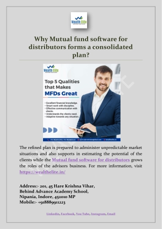 Why Mutual fund software for distributors forms a consolidated plan