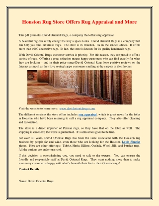 Houston Rug Store Offers Rug Appraisal and More