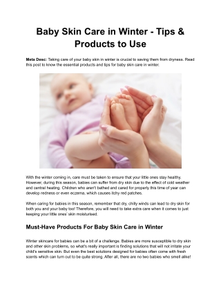 Tips For Baby Skin Care in Winter