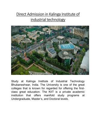 Direct Admission in Kalinga Institute of industrial technology