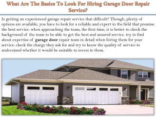 What Are The Basics To Look For Hiring Garage Door Repair Service?