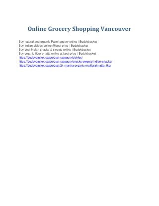 Online Grocery Shopping Vancouver