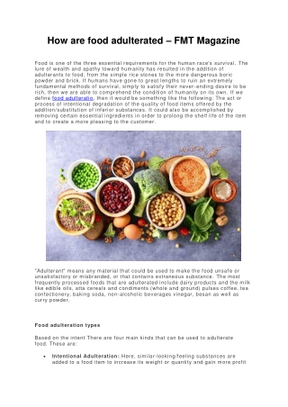 How are food adulterated – FMT Magazine