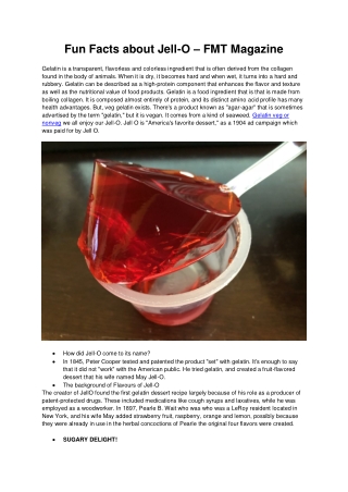 Fun Facts about Jell-O – FMT Magazine