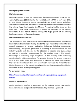 Mining Equipment Market pdf