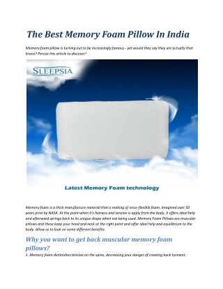 The Best Memory Foam Pillow In India