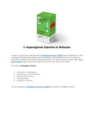 L-Asparaginase injection in Malaysia