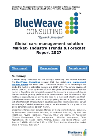 Global care management solution Market- Industry Trends & Forecast Report 2027