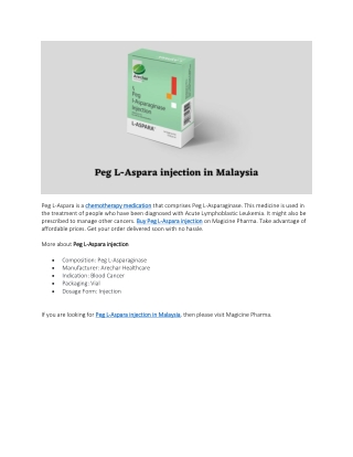Peg L-Aspara injection in Malaysia