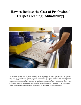 How to Reduce the Cost of Professional Carpet Cleaning - Abbotsbury