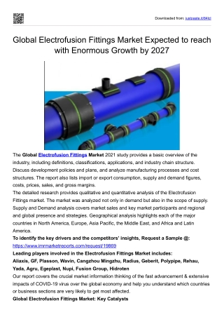 The Global Electrofusion Fittings Market 2021 study provides a basic overview of
