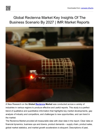 Global Rectenna Market Key Insights Of The Business Scenario By 2027: CoolCAD El