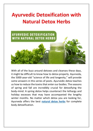 Ayurvedic Detoxification with Natural Detox Herbs