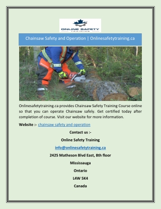 Chainsaw Safety and Operation | Onlinesafetytraining.ca