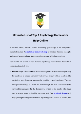 Ultimate List of Top 3 Psychology Homework Help Online