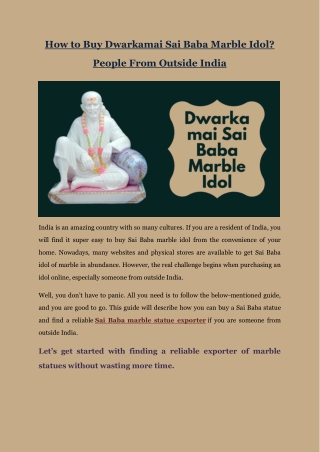 How to Buy Dwarkamai Sai Baba Marble Idol