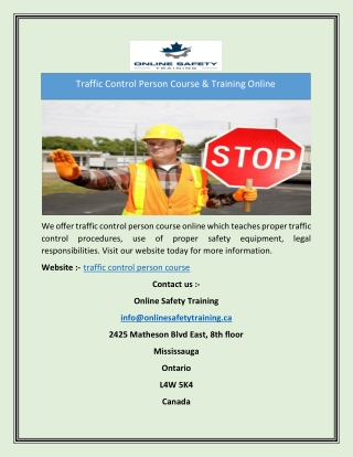 Traffic Control Person Course & Training Online