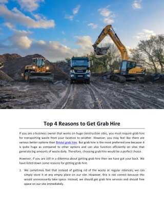 Top 4 Reasons to Get Grab Hire