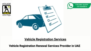 Vehicle Registration Renewal Services Provider in UAE