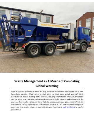 Waste Management as A Means of Combating Global Warming