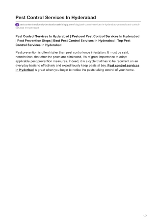 Pestosol Pest Control Services In Hyderabad