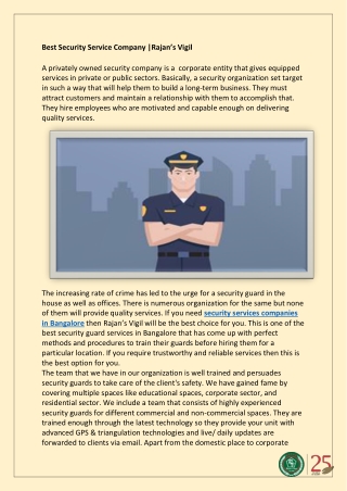 Acquire  Security Guard at Affordable  Price at Rajan's Vigil