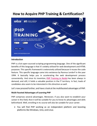 How to Acquire PHP Training & Certification?