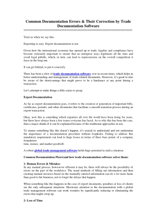 Common Documentation Errors & Their Correction by Trade Documentation Software