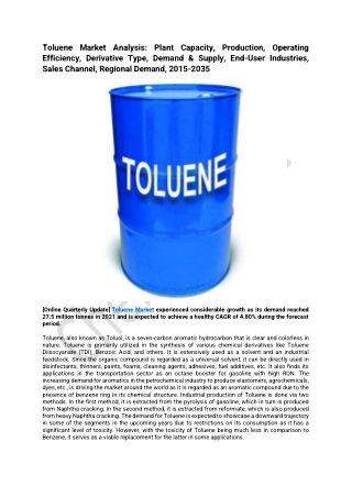 Toluene Market Size, Share, Analysis and Forecast, 2035