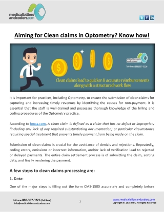 Aiming for Clean claims in Optometry? Know how!