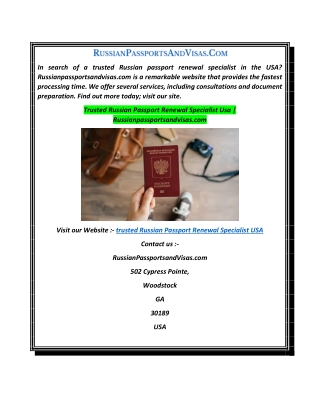 Trusted Russian Passport Renewal Specialist Usa  Russianpassportsandvisas.com