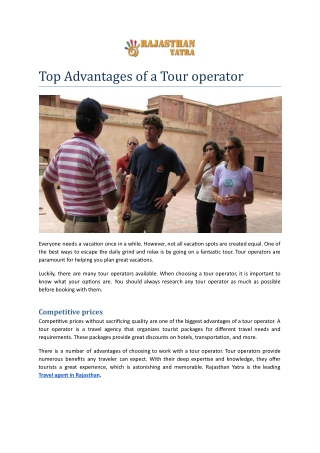 Top Advantages of a Tour operator
