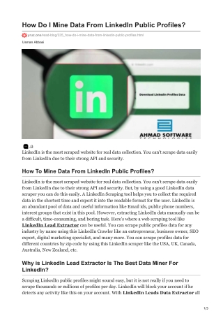How Do I Mine Data From LinkedIn Public Profiles