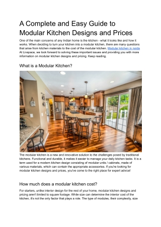 A Complete and Easy Guide to Modular Kitchen Designs and Prices